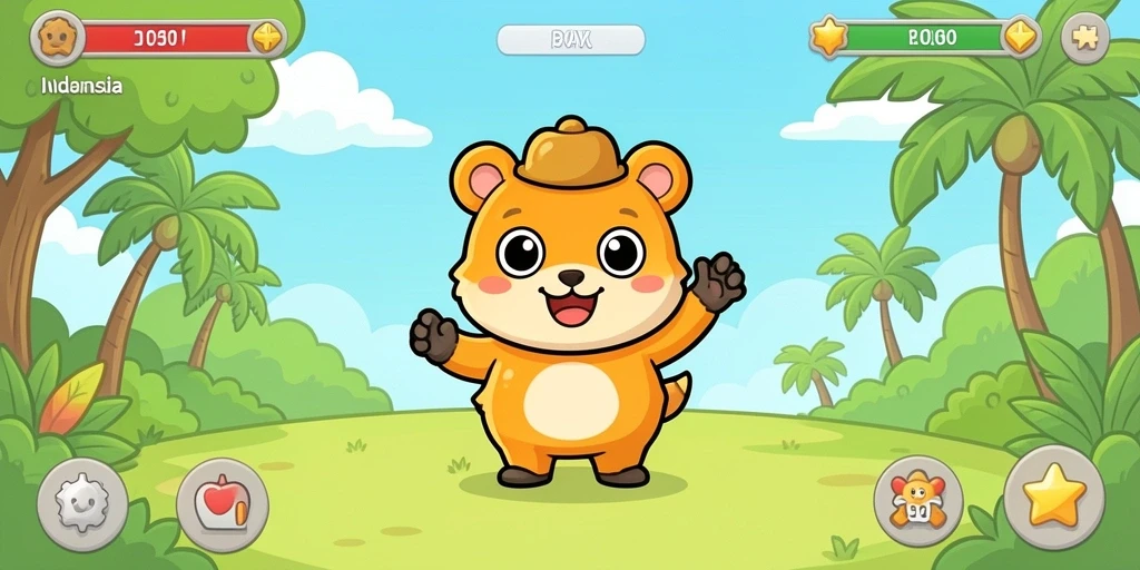 Menampilkan antarmuka utama game KATAKWIN yang menarik.